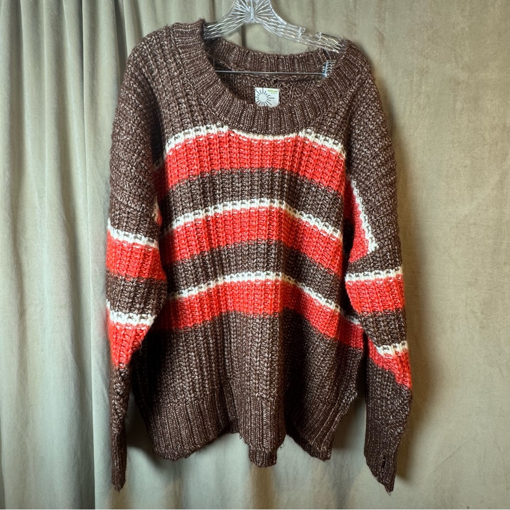 Aerie Offline Sweater Large Chunky Knit‎ Striped Thick Librarian Grandmacore NWT